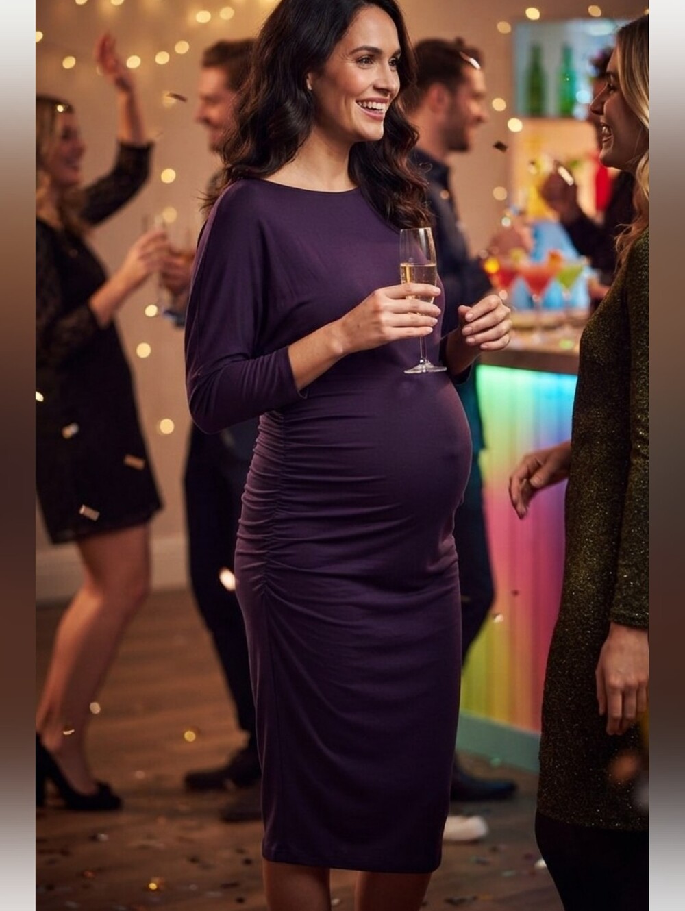 Isabella Oliver Purple Gathered Midi Dress Io3/us 8